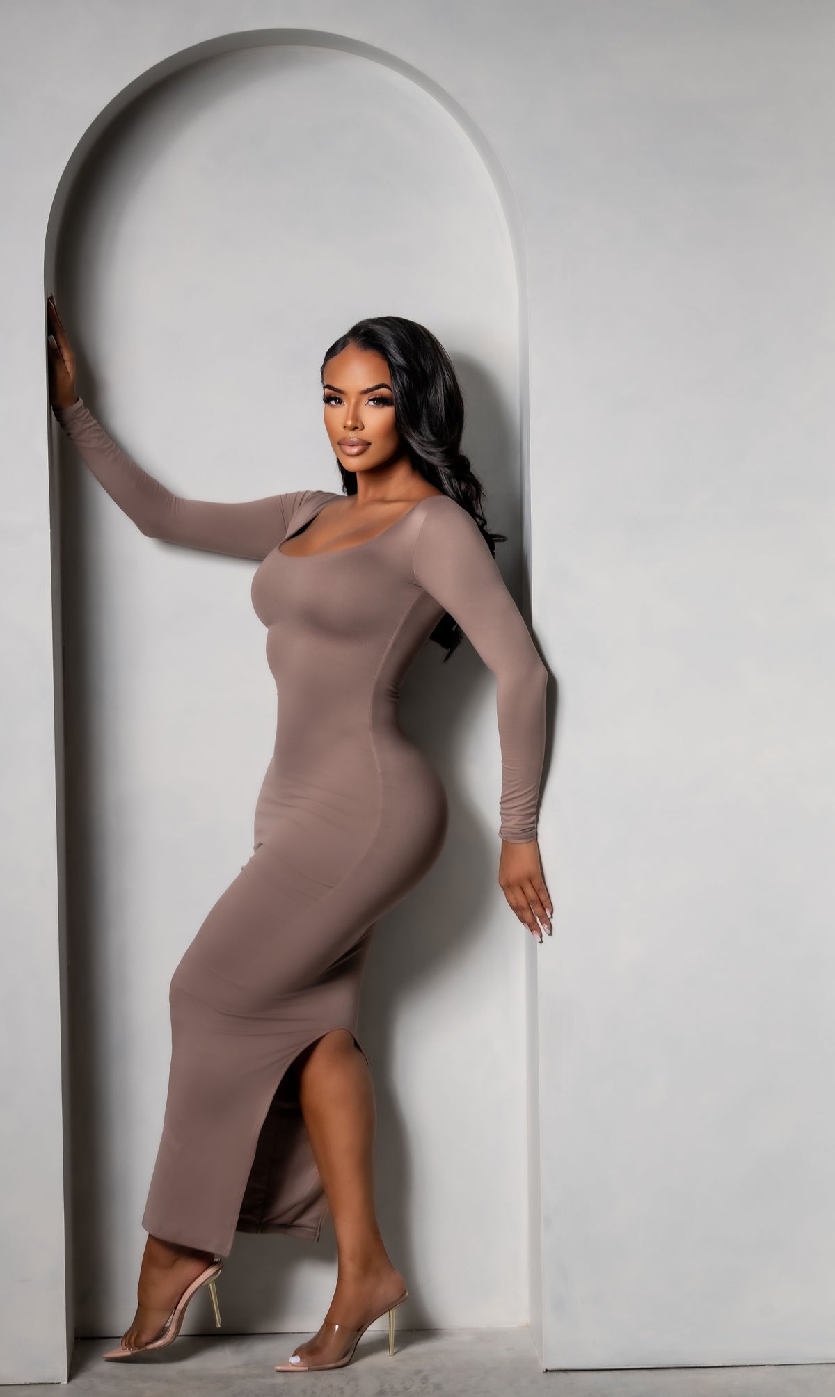 Milan Midi Dress Taupe